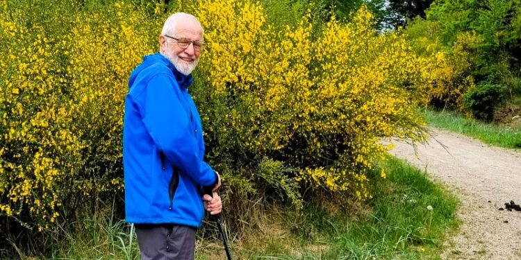 Gro Glans gik i dag bare 4 uger efter mandens hjertestop tur med ham i Tornby Klitplantage. Foto: Privat.