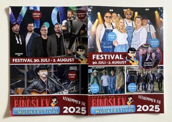 Programmet til Bindslev Ny Musikfestival 2025 - for og bagside.