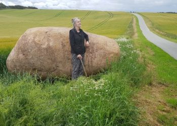 Rhombeporfyren er i sandhed kæmpestor. Foto: Henrik Arildskov.