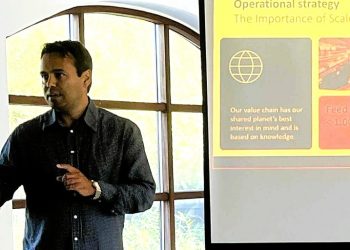 Samuel Muren fra virksomheden Onnest præsenterede projektet på Restaurant Abstrakt. Foto: Niels Chr. Jakobsen.