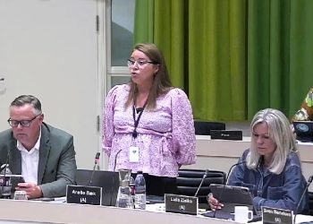 Socialdemokraten Anette Bæk ved byrådsmødet onsdag på Rådshuset i Hjørring. Foto: Screendump.