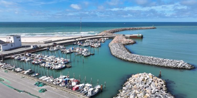 Den nuværende placering for Hirtshals Bådeklub ved indsejlingen i Hirtshals Havn.