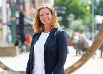 Betina D. Jensen på Springvandspladsen i Hjørring. Foto: Arkiv.