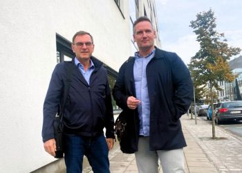 Byrådsmedlemmerne Michael Engbjerg og Claus Mørkbak Højrup fra Venstre. Foto: Privat.