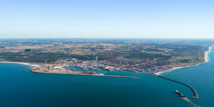 Grafisk fremstilling af den forlængede Vestmole. Illustration fra Miljøkonsekvensrapporten.