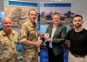 Scanfiber i Sindal blev hædret af InterForce for deres mangeårige støtte til InterForce og Forsvaret. Privatfoto.