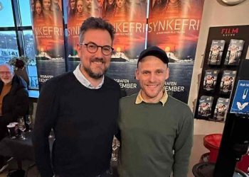 Byrådsmedlem Thomas Klimek (S) og instruktør Christian Andersen i MovieHouse. Foto: Arkiv.