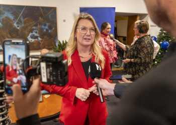 Den socialdemokratiske borgmesterkandidat Mai-Britt Beith på valgaftenen på Vendelbohus. Foto: Hans Ravn.