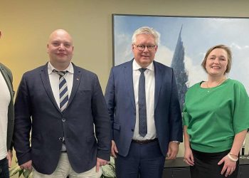 Per Møller (C), Andreas Huus Andersen (DD), Søren Smalbro (V) Ellen Raunsmed (SF) og Frode Larsen (DF).