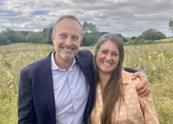 Partileder Martin Lidegaard og det lokale byrådsmedlem Gry Bruun Nielsen, som også er formand i BFU, fra Det Radikale Venstre. Foto: Privat.