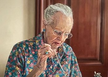 Syende Dronning Margrethe II malet af Allan Otte. Foto: Torben Agersted.