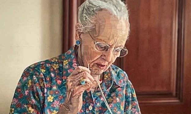 Syende Dronning Margrethe II malet af Allan Otte. Foto: Torben Agersted.