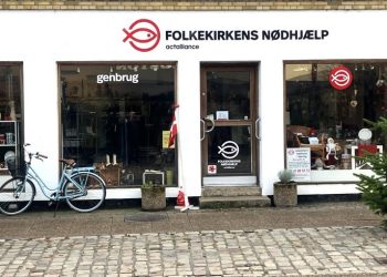 Folkekirkens Nødhjælp har genbrugsbutik her i Østergade i Hjørring. Foto: Palle W. Nielsen