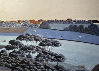 Udsnit af forsiden på Vendsyssel Årbog 2025. Rasmus Henrik Kruse: Prospekt af Hjørring, 1835.