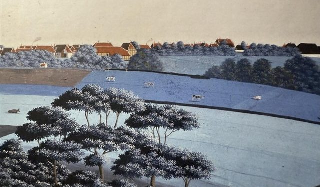 Udsnit af forsiden på Vendsyssel Årbog 2025. Rasmus Henrik Kruse: Prospekt af Hjørring, 1835.