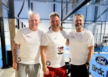 Nikolaj Jakobsen, Jan Paulsen og Lars Christiansen hos Padel Club Hjørring. Foto: ESV.
