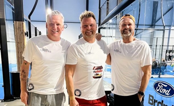 Nikolaj Jakobsen, Jan Paulsen og Lars Christiansen hos Padel Club Hjørring. Foto: ESV.