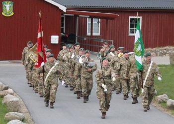 Hjemmeværnets Musikkorps Nordjylland er et brassband/tamburkorps, der er placeret i Hjørring. Foto: Hjemmeværnet