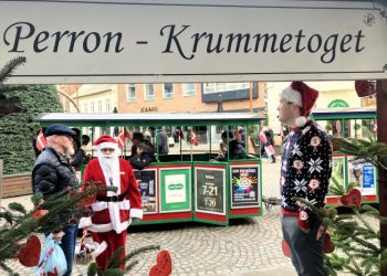 Erik, Krumme og Casper er klar til årets sidste tur med Krummetoget. Foto: Palle W. Nielsen