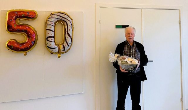 Leo Andreasen blev før jul fejret hos Trivium Packaging i Hjørring. Foto: Privat.