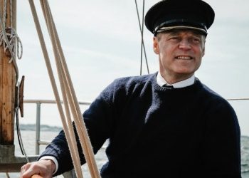 Jacob Lohmann spiller rollen som A.P. Møller. Foto: Johannes Fonnesberg.
