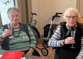 Beboerne på Soldalhus ønskede hinanden Godt Nytår. Privatfoto.