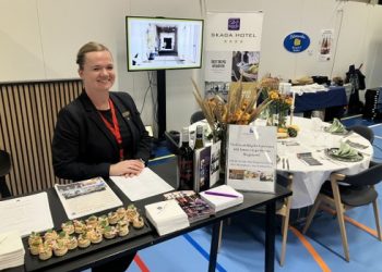 Montra Skaga Hotel markedsfører sig flot - her på Hjørring Messen 2025 - som et af de største hoteller i Nordjylland med 108 værelser. Arkivfoto: Palle W. Nielsen