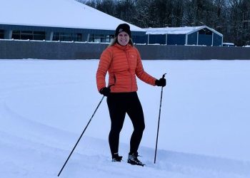 Første skiløber på langrendsløjpen i Vrå. Foto: Idrætscenter Vendsyssel.