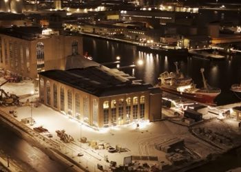Maskinrummet filmet med drone på havnen i Skagen. Foto: Screendump.
