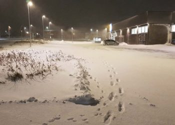 Sneen ligger og bliver i hvert fald den næste uges tid liggende også som her lørdag morgen i Hirtshals. Foto: Presse-fotos.dk.