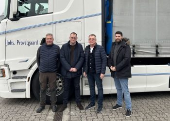 Brian Westergaard, Jesper Bundgaard Madsen, Johannes Provstgaard (Heise) og Allan Christopher Rodgers. Foto: Vendelbo Spedition.