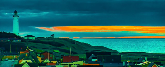 Solnedgang ved Hirtshals Fyr. Foto: Elling.