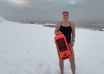 Karina Rinke Jensen har trænet meget i havet ved Lønstrup. Privatfoto