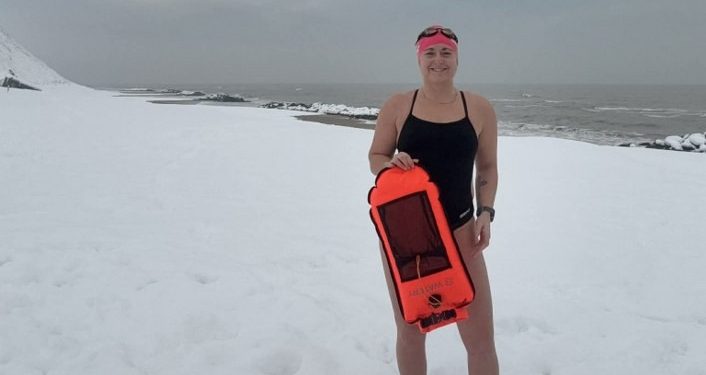 Karina Rinke Jensen har trænet meget i havet ved Lønstrup. Privatfoto