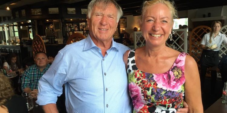 Sepp Piontek i selskab med Hanne Skipper på Restaurant Tannishus i sommeren 2016. Foto: Niels Skipper.