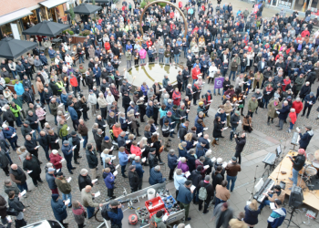 Demonstration på Springvandspladsen i Hjørring. Foto (arkiv): Hanne Hvidegaard.