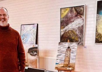 Jan Rønøs store malerier kan lige nu opleves på Hobby- og Kunstudstillingen. Privatfoto.