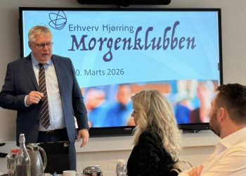 Søren Steen Smalbro, borgmester i Hjørring Kommune, berettede om strategi og visioner. Foto: Betina D. Jensen.