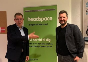 Poul Nyrup Rasmussen og Thomas Klimek hos headspace i Hjørring i 2019. Foto: Arkiv.