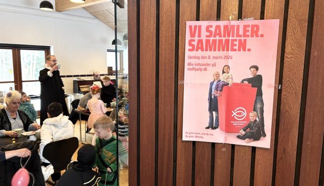 Tversted Uggerby Pastorat har reklameret blandt andet i sognehuset for Folkekirkens Nødhjælps landsindsamling. Foto: Palle W. Nielsen