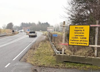 Der kan forventes kødannelse, når Tverstedvej ved Uggerby i en periode reguleres med lyssignal-anlæg. Foto: Palle W. Nielsen