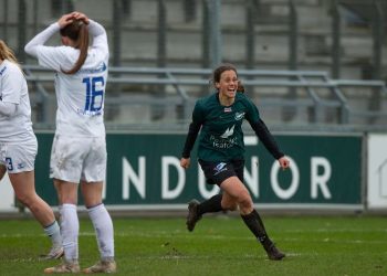 Alle Fortunas kampe er dette forår endt med cifrene 1-2. Desværre faldt det påskedag ikke ud til Fortunas fordel, selv om Ashley Riefner var tæt på at score mere end det ene mål, hun blev noteret for. Foto: Jess Madsen..
