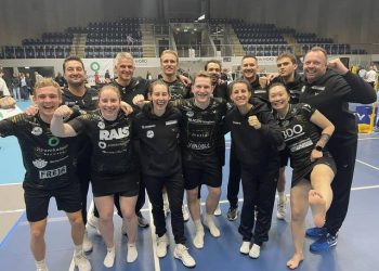 Tirsdag aften afgøres det, om Vendsyssel Elite Badminton eller Hvidovre Badminton Club bliver danske mestre i badminton. Ovenfor ses holdet hos Vendsyssel Elite Badminton. Foto: VEB.