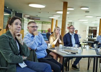 Erhvervsfolk og kulturaktører samlet i Morgenklubben hos Erhverv Hjørring til et arrangement i Nordsøen Forskerpark. Foto: Hans Ravn.