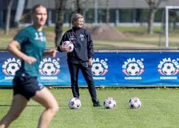 Cheftræner Lene Terp er optimist før lørdagens kamp mod AGF hjemme på Nord Energi Arena. Foto: Bente Poder.