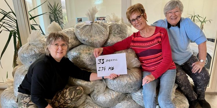 Sindal Inner Wheel har indsamlet imponerende 274 kilo dåseringe, der går til fremstilling af benproteser. Privatfoto.