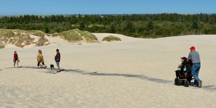 I uge 29 er det nemt for kørestolsbrugere og gangbesværede at få adgang til toppen af Råbjerg Mile. Foto: Niels Helver.